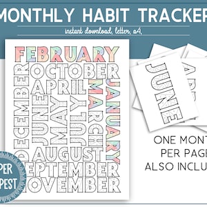 Jaarlijkse gewoonte-tracker afdrukbaar, jaarlijkse oefening-tracking, dagelijkse oefening-tracker, doel-tracking afdrukbaar, kalender gewoonte-tracker