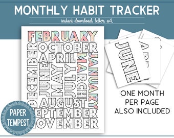 Yearly Habit Tracker Printable, Annual Exercise Tracking, Daily Exercise Tracker, Goal Tracking Printable, Calendar Habit Tracker