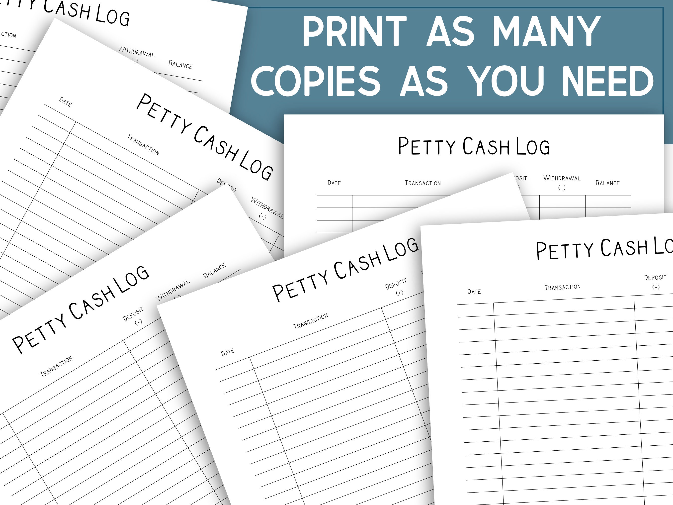 Petty Cash Log, Petty Cash Tracker, Cash on Hand Log, Cash on Hand ...
