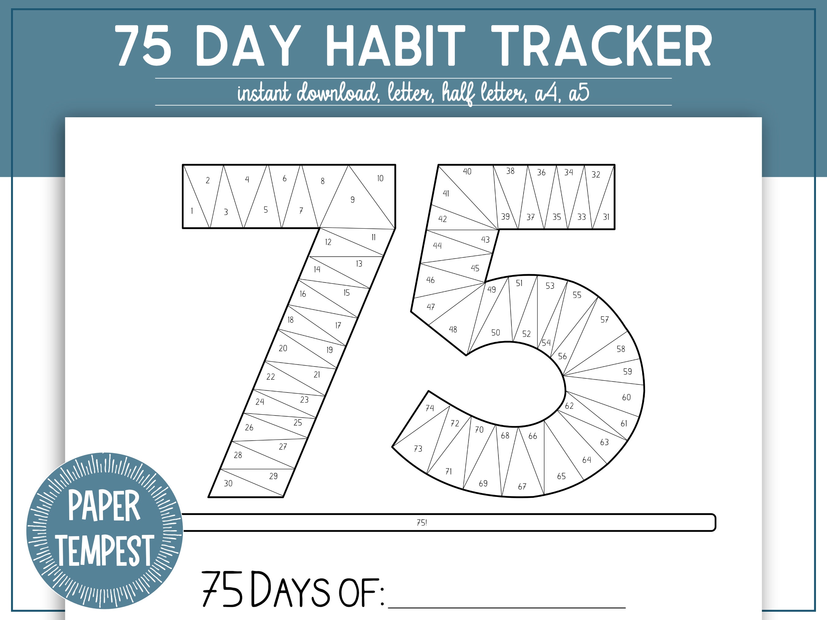 color in 75 day habit tracker, Übungsverfolgung, tägliche