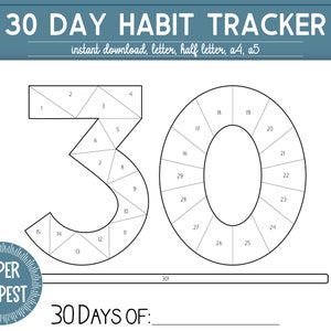 Color In 30 Dagen Habit Tracker, Oefening Tracking, Dagelijkse Kleurplaat Fitness Grafiek, Doel Tracking Afdrukbare PDF, Sober Journal Template