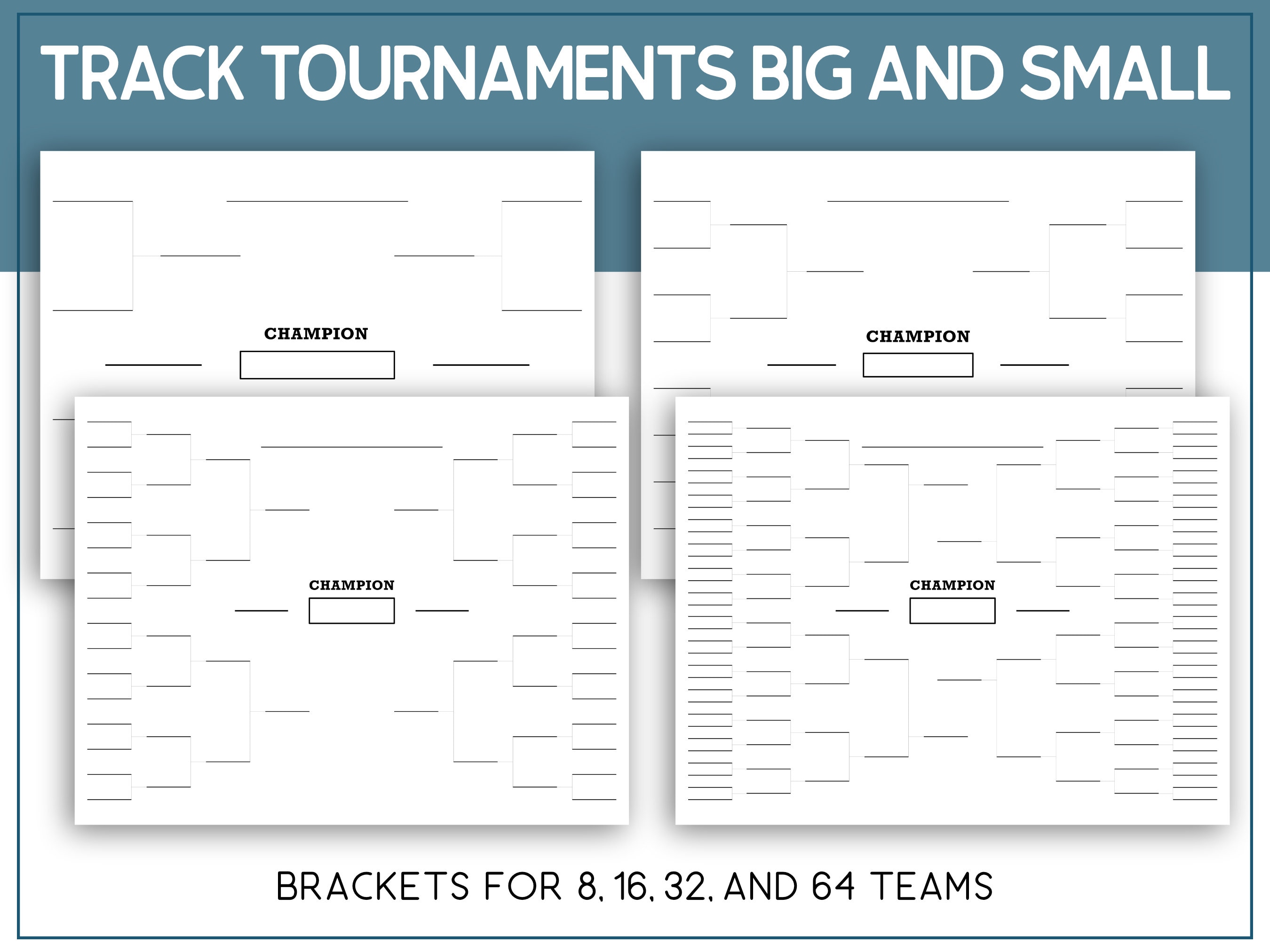 Printable Tournament Bracket Bundle, Single Elimination Sports Bracket ...