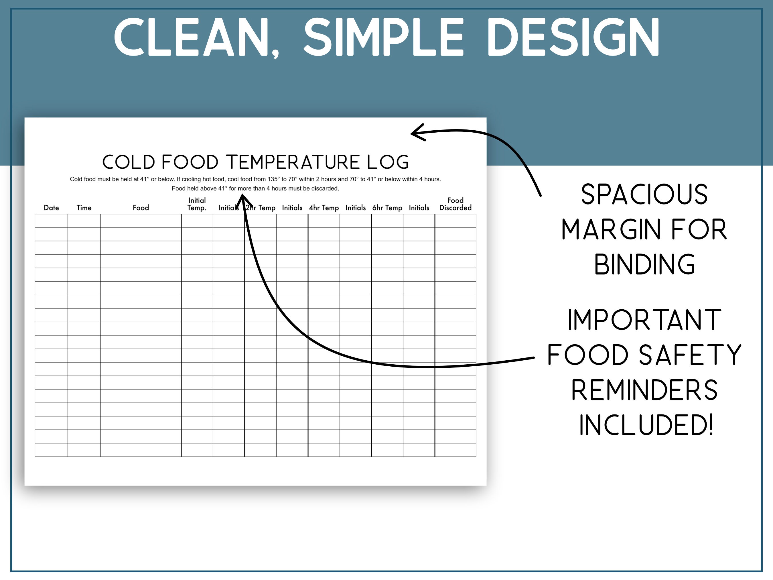Printable Cold Food Temperature Log Cold Food Holding Temperature Chart Food Temperature Printable Cold Food Temperature Log Cold Food Holding Temperature Chart Food Temperature
