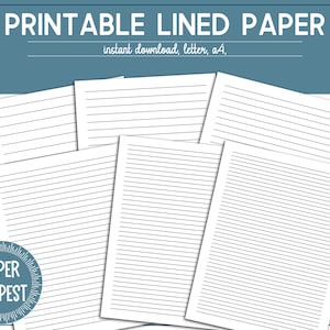 Printable Lined Paper. Wide Ruled Paper. College Ruled Paper. Digital Lined  Paper. Lined Pages. Printable Note Paper 