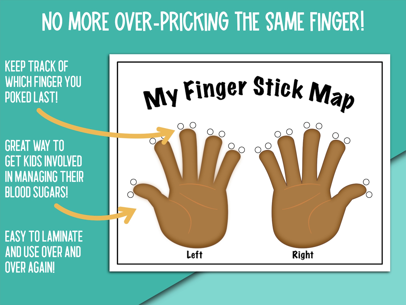 Printable Diabetic Finger Stick Chart, Kid's Blood Sugar Glucose