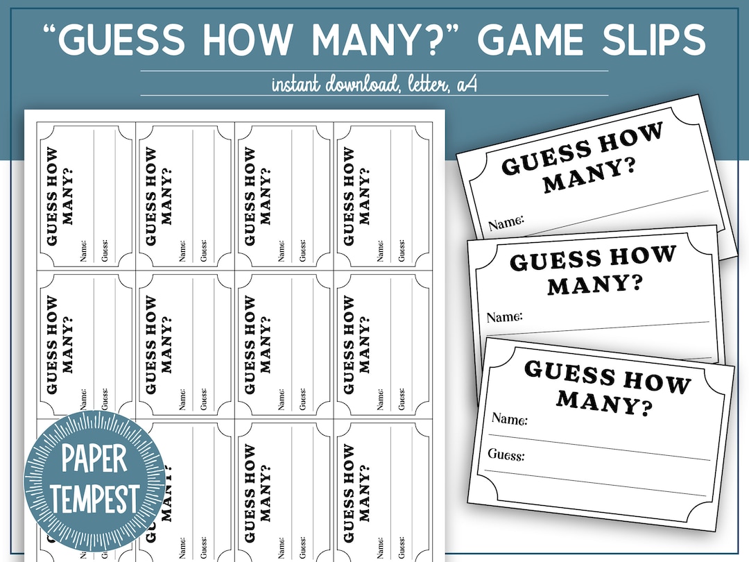 Printable Guess How Many Tickets Template, Guessing Game Entry Slips