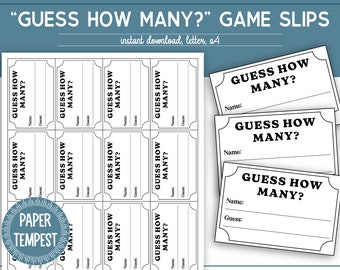 Printable Guess How Many Tickets Template, Guessing Game Entry Slips, Guess How Many Cards, Guess How Much Game Entry Forms