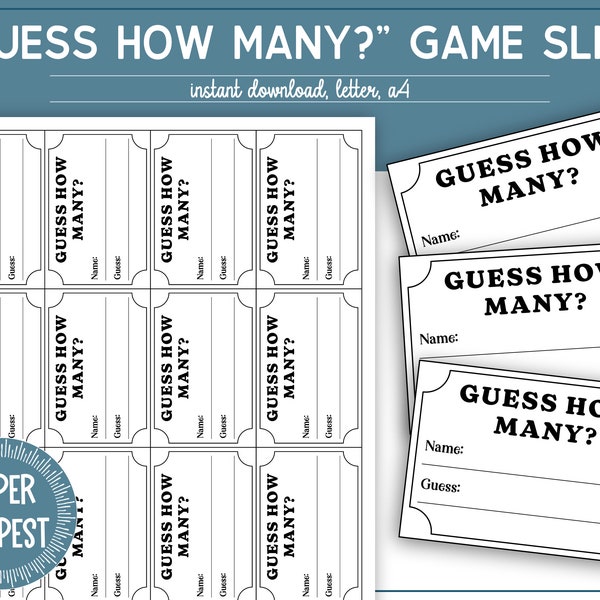 Printable Guess How Many Tickets Template, Guessing Game Entry Slips, Guess How Many Cards, Guess How Much Game Entry Forms