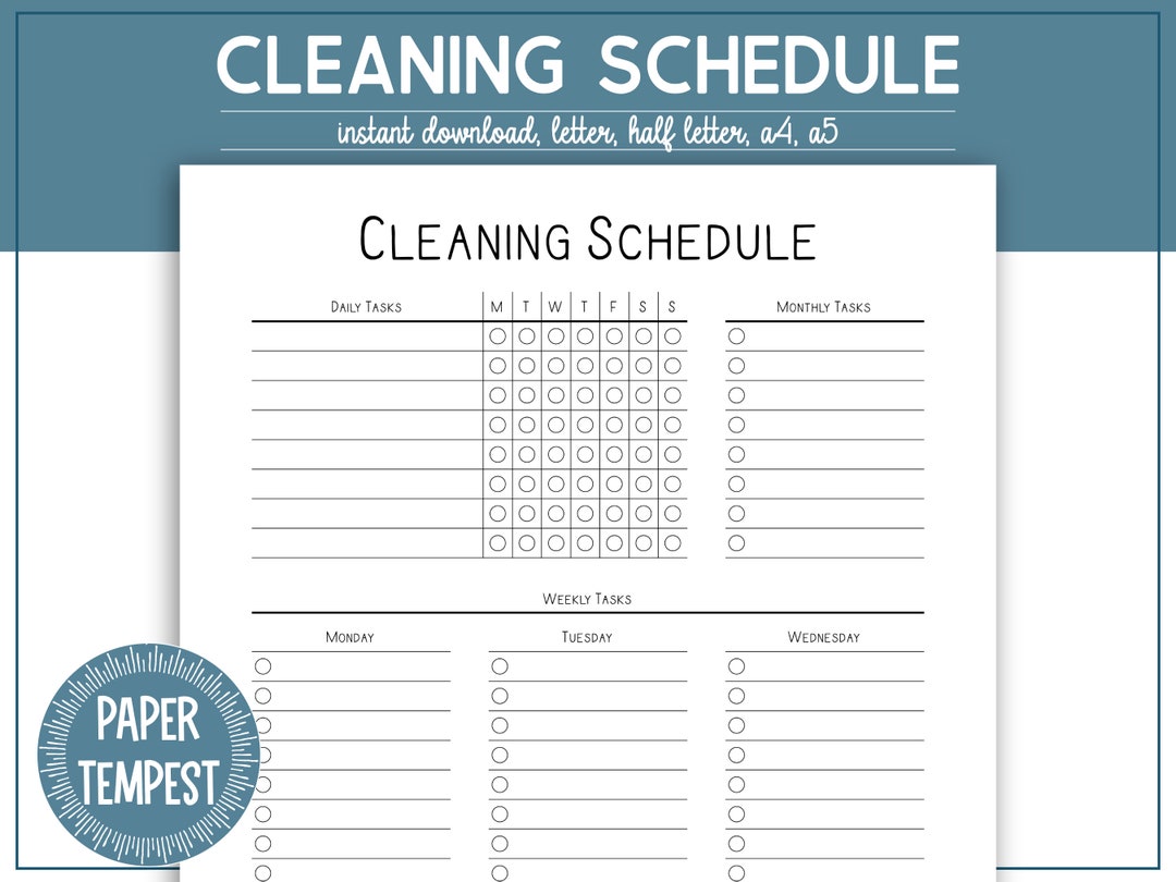 Cleaning Schedule Printable, Cleaning Schedule Checklist, Cleaning ...