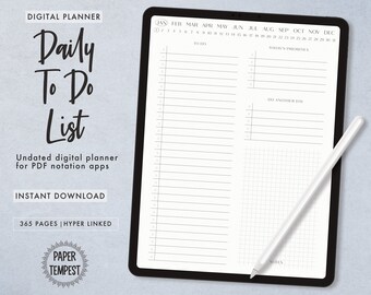 Digital To Do List, Simple Minimalist To Do List, Daily To Do List Works with Goodnotes, Hyperlinked ToDo List, Daily Digital To-Do List PDF
