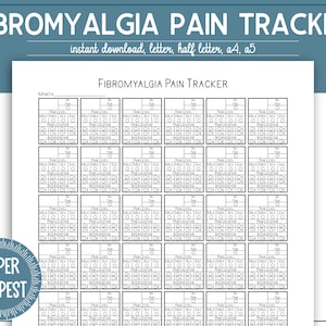 Fibromyalgia Tracker Printable, Fibromyalgia Pain Journal, Pain Calendar, Fibro Pain Tracker, Monthly Fibro Log, a5, a4, letter, PDF
