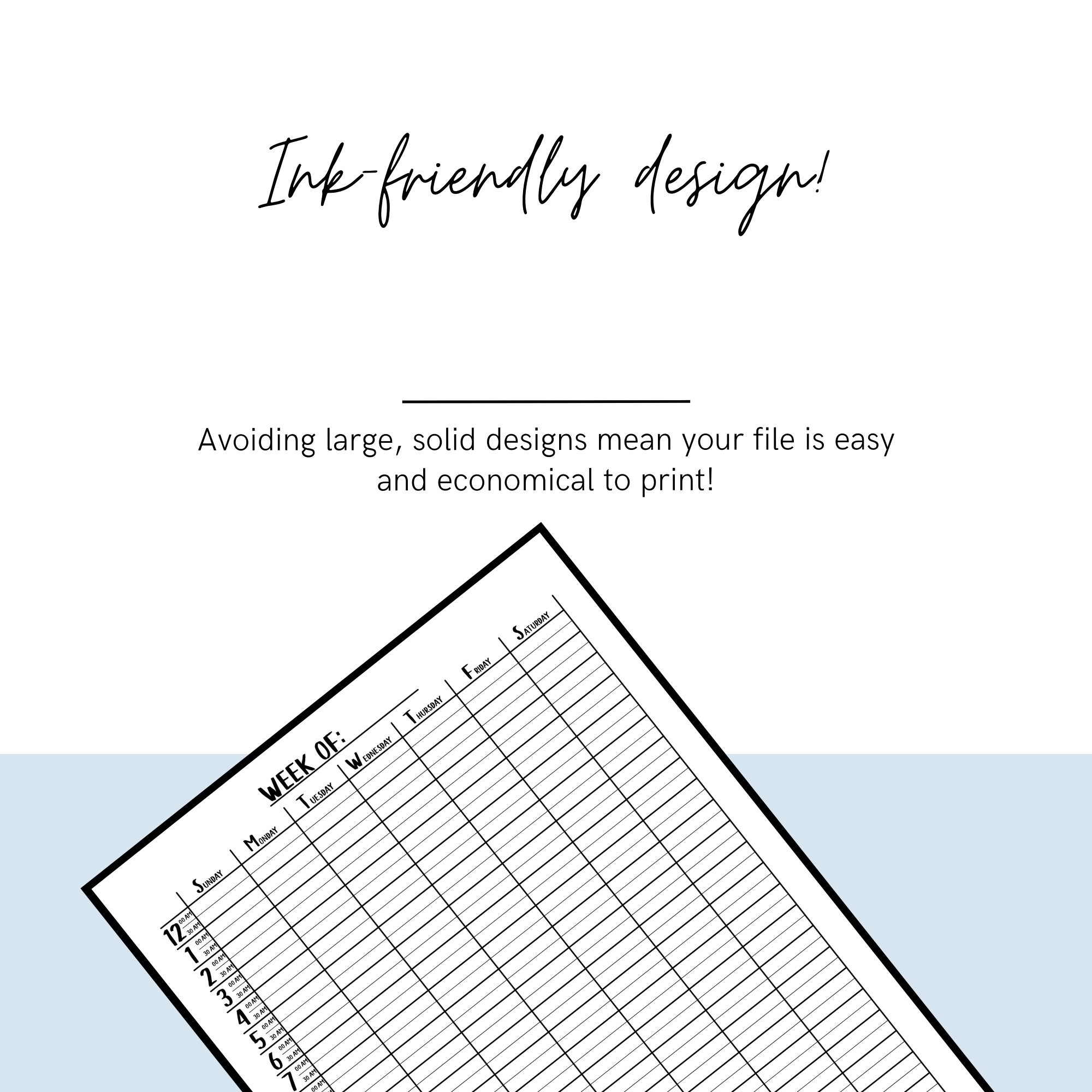 Printable Weekly 30 Minute Schedule Planner Organizer Half | Etsy