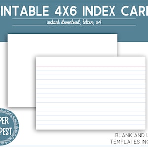 Printable 4x6 Index Card. Digital Index Card. Printable Note Cards