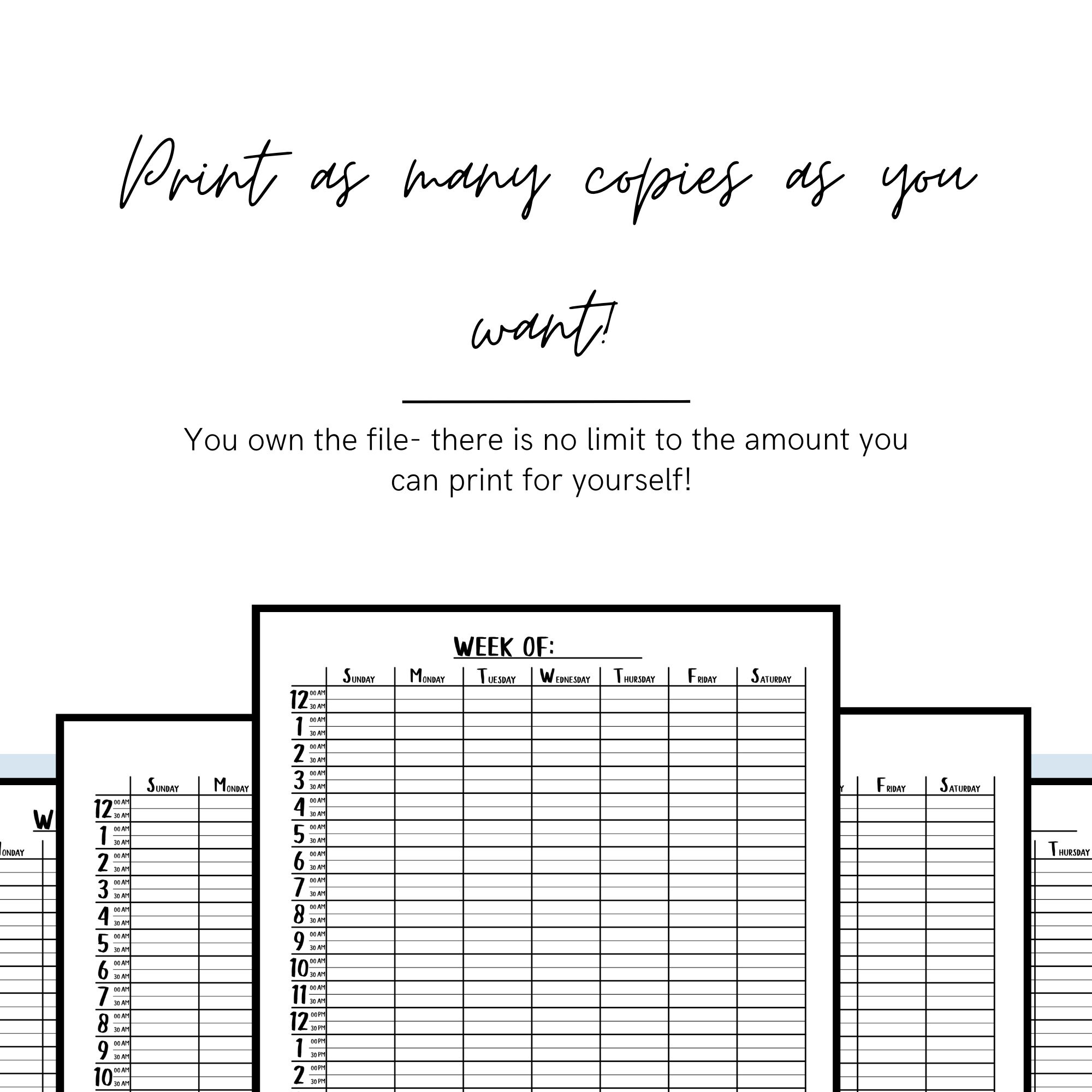 Printable Weekly 30 Minute Schedule Planner Organizer Half | Etsy