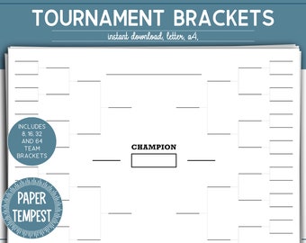 Utskrivbart turneringspaket, sportpaket för eliminering, 8, 16, 32, 64 Basketball Madness Tracker