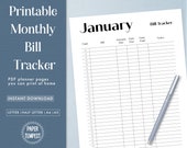 Printable Bill Tracker, Printable Monthly Bills Checklist, Debt Payment Tracker, Monthly Financial Planner, Budget Planner PDF, Payment Log
