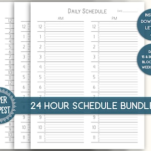 May include: A printable daily schedule template with 15 and 30 minute blocks, plus a weekly view. The template is available in A4 size and is an instant download.