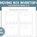 Printable Moving Box Inventory Template, Moving Binder Insert, Moving ...