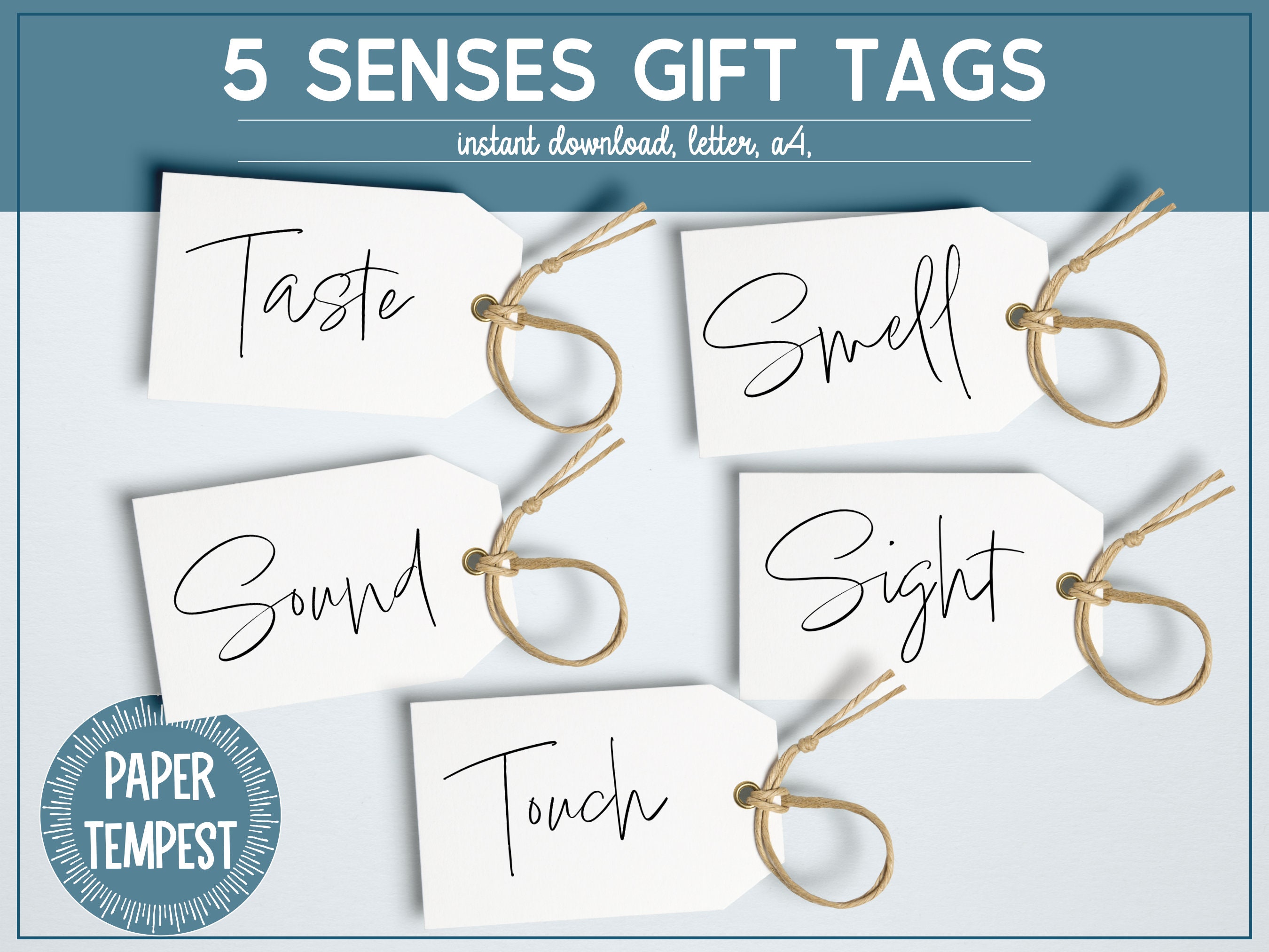 5 Senses Gift Tags, 5 Senses Gift for Him, Gift for Him, Gift for