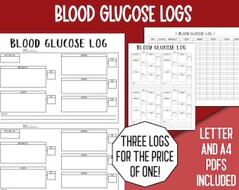 Printable Diabetes Log Book, Blood Sugar Glucose Tracker, Diabetes Diary, Gestational Mellitus, Type 1 2 Diabetes, Food and Meal Log