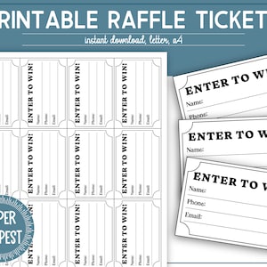 Druckbare Raffle Tickets Vorlage, Enter to Win Tickets, druckbare Spendentickets, Charity Tombola Tickets, DIY Tombola, Tür Gewinnschein