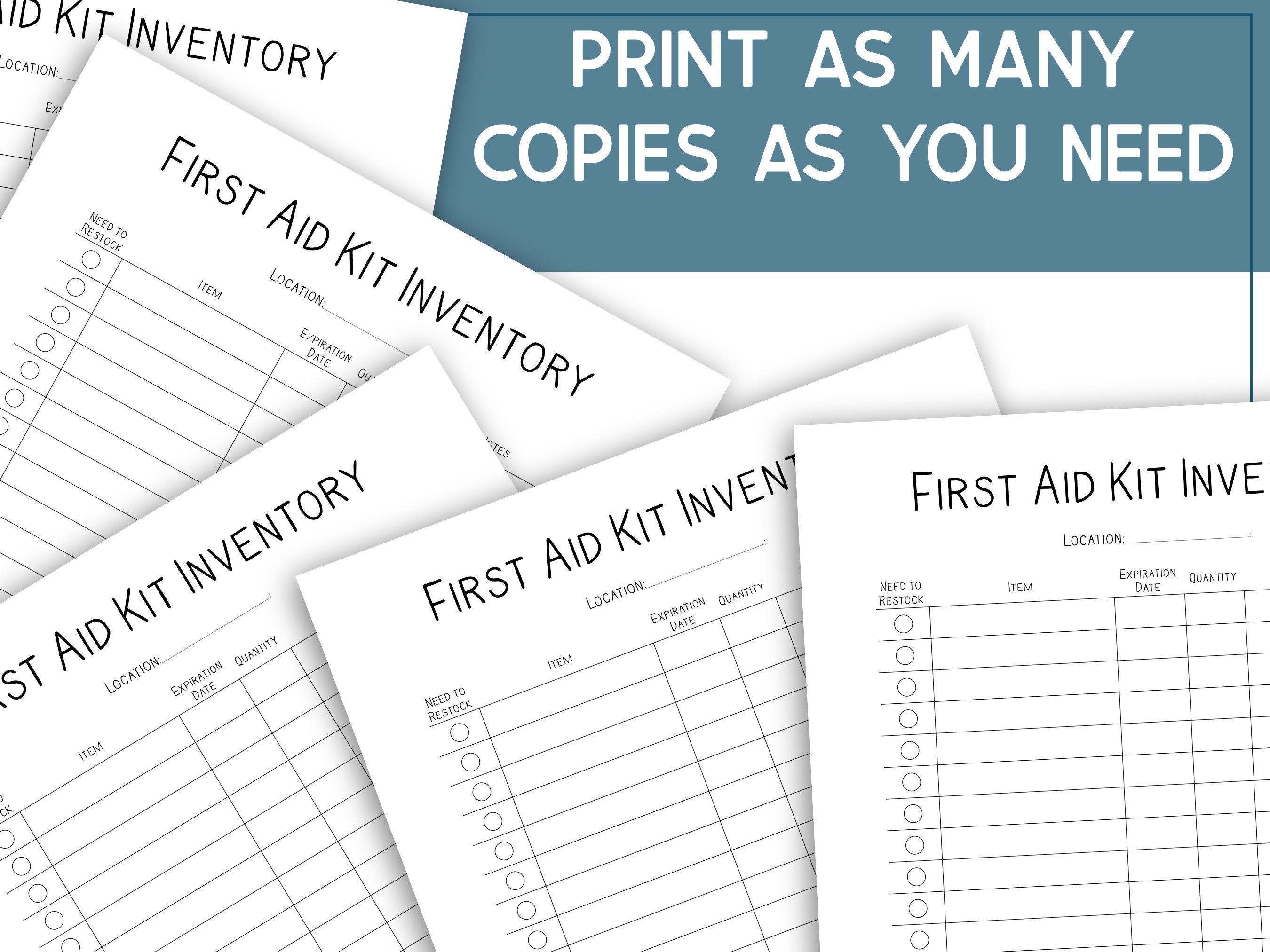 Printable First Aid Kit Inventory Emergency Binder Template Etsy Canada
