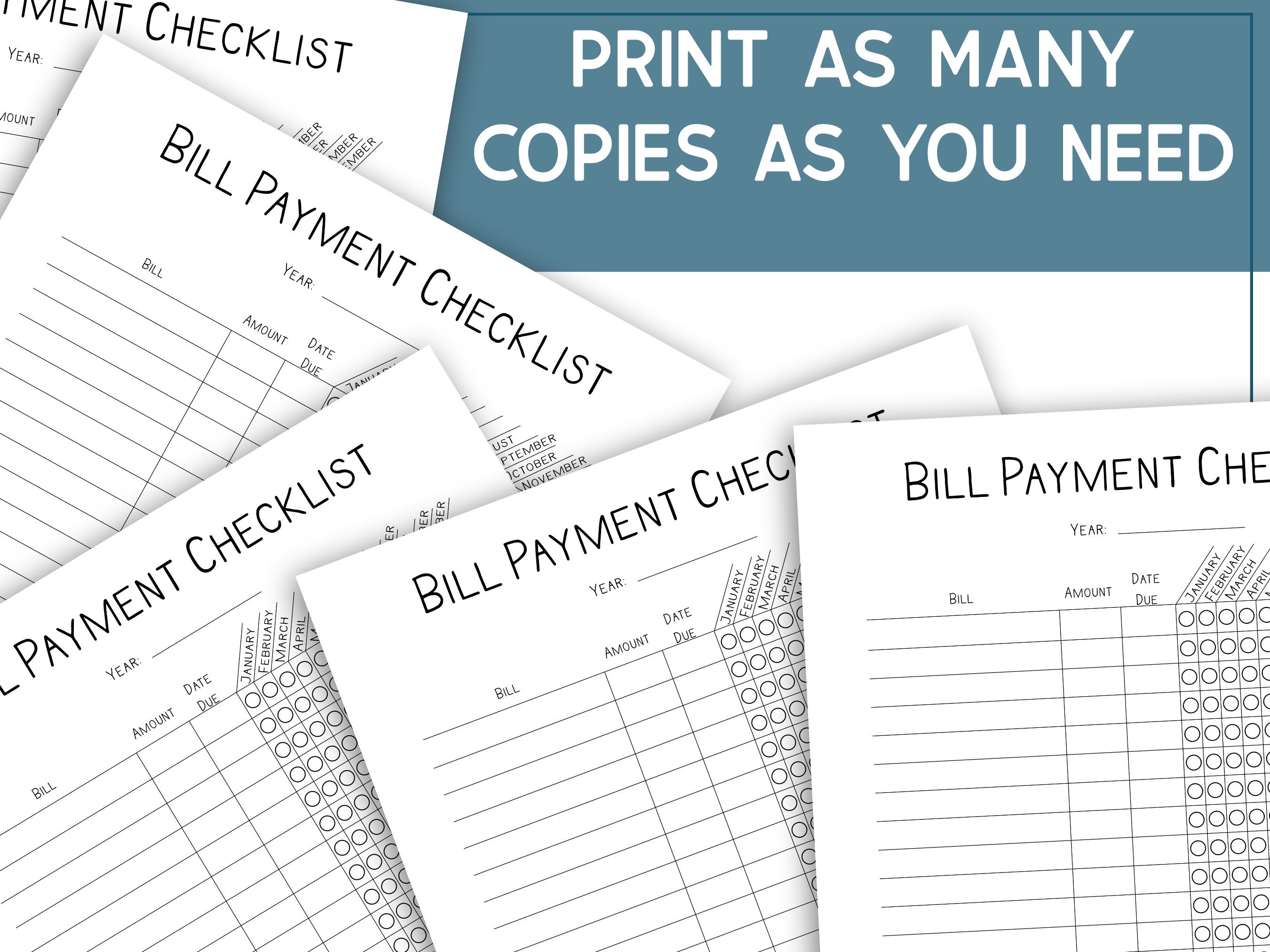 Bill Tracker, Printable Bill Planner Template, Payment Template Chart ...