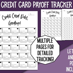 Rastreador de pago de deudas de tarjetas de crédito imprimibles, Tabla de pagos, Tabla sin deudas, Descarga instantánea, Planificador de deudas, Dibujo para colorear