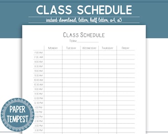 Class Schedule Planner Printable, School Class Planner, Weekly Activity Schedule, Weekly Planner, School Time Block, Digital Daily Planner