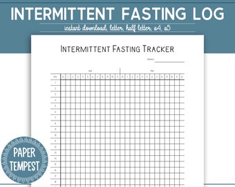 Printable Intermittent Fasting Tracker, Fasting Journal, Fasting Log, IF Tracker, Weight Loss Planner, Health Planner Insert, a5, a4,