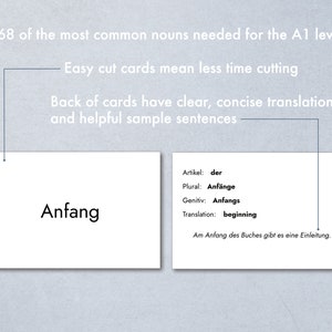 Printable German Noun Flashcards, German Vocabulary Flash Cards, German ...