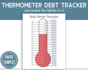 Debt Payoff Tracker Printable, Debt Thermometer Tracker, PDF Debt Tracker, Debt Payment Planner, Debt Free Chart, Debt Planner