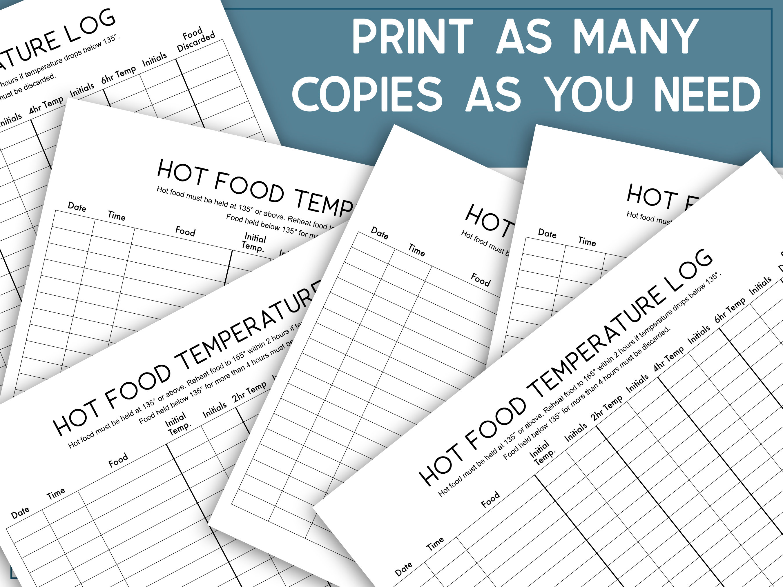 Printable Hot Food Temperature Log, Hot Food Holding Temperature