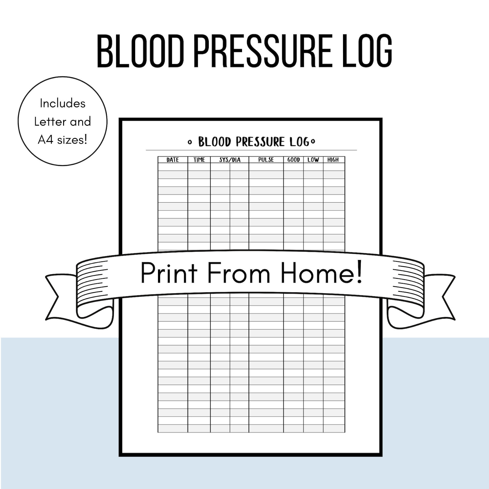 Printable Blood Pressure Log Pdf Blood Pressure Tracker Etsy