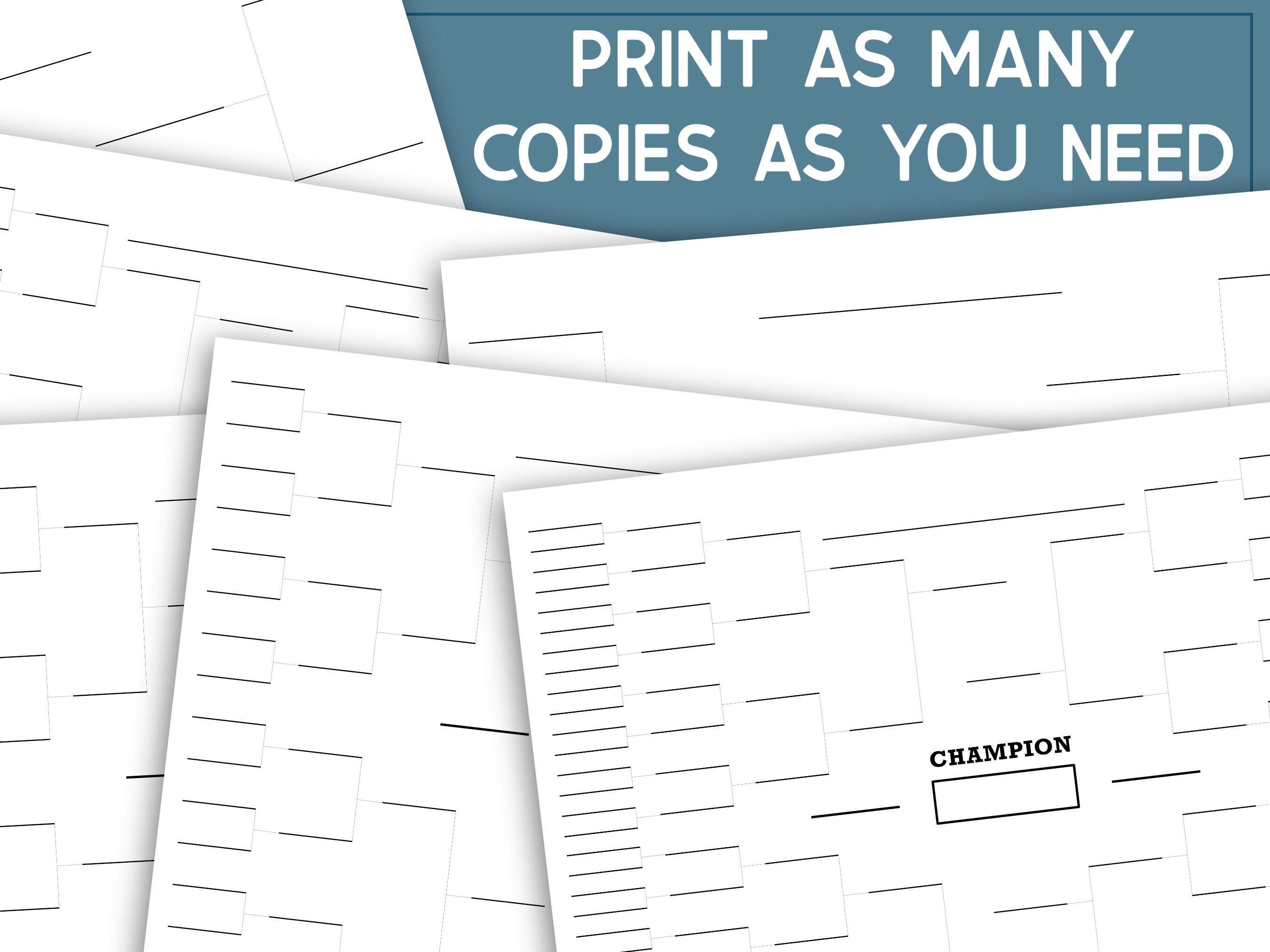 Printable Tournament Bracket Bundle, Single Elimination Sports Bracket ...