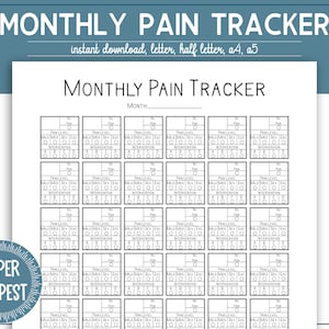 Chronische pijn Tracker Afdrukbaar, Pijn Journal, Pijn Kalender, Pijn Log, Pijn Behandeling Tracker, Medical Record Log, a5, a4, brief, PDF