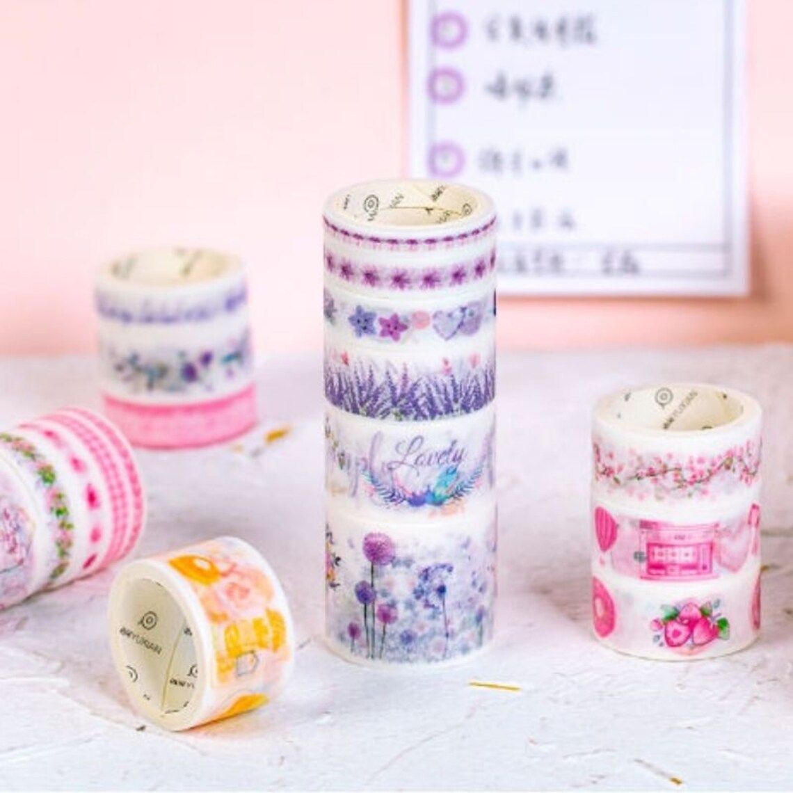 100 Rolls Of Kawaii Washi Tape Set Floral Washi Tapes Etsy