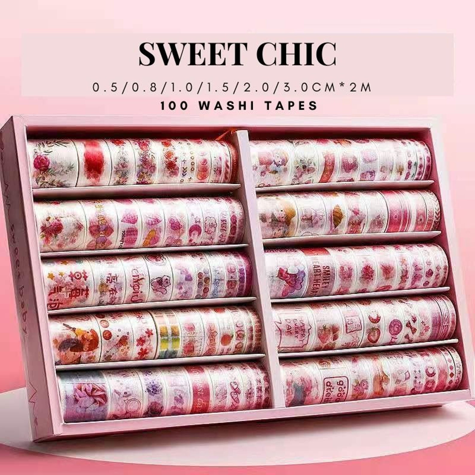 100 Rolls Of Kawaii Washi Tape Set Floral Washi Tapes Etsy