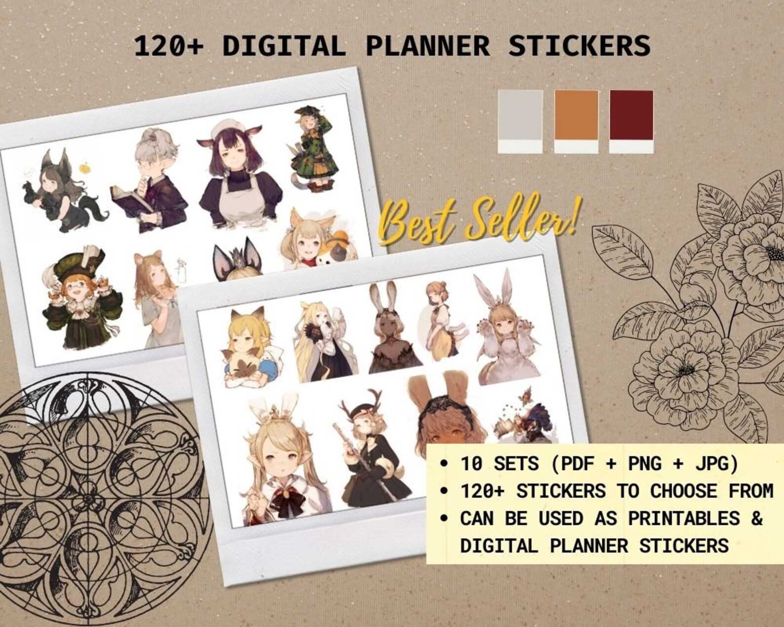 120 Kawaii Gothic Anime Digital Stickers Printable Stickers Etsy España