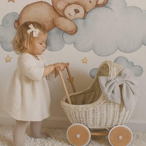Wicker doll pram, wicker doll stroller, wicker baby carriage, baby girl gift, 1st birthday gift, rattan baby buggy doll stroller, doll pram