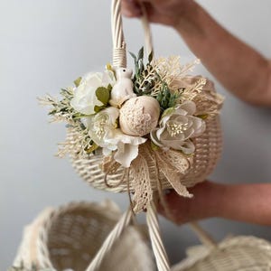 canasta de pascua de mimbre, canasta de pascua, canasta de pascua con forma de conejito, canasta de huevos de pascua, canasta de pascua grande para niños, canasta para niñas de las flores, decoración de conejito de pascua