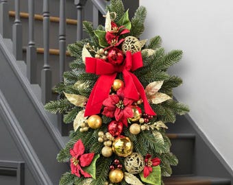 christmas garland for staircase, christmas swag, garland for staircase, holiday garland, christmas decor, christmas garland for stairs