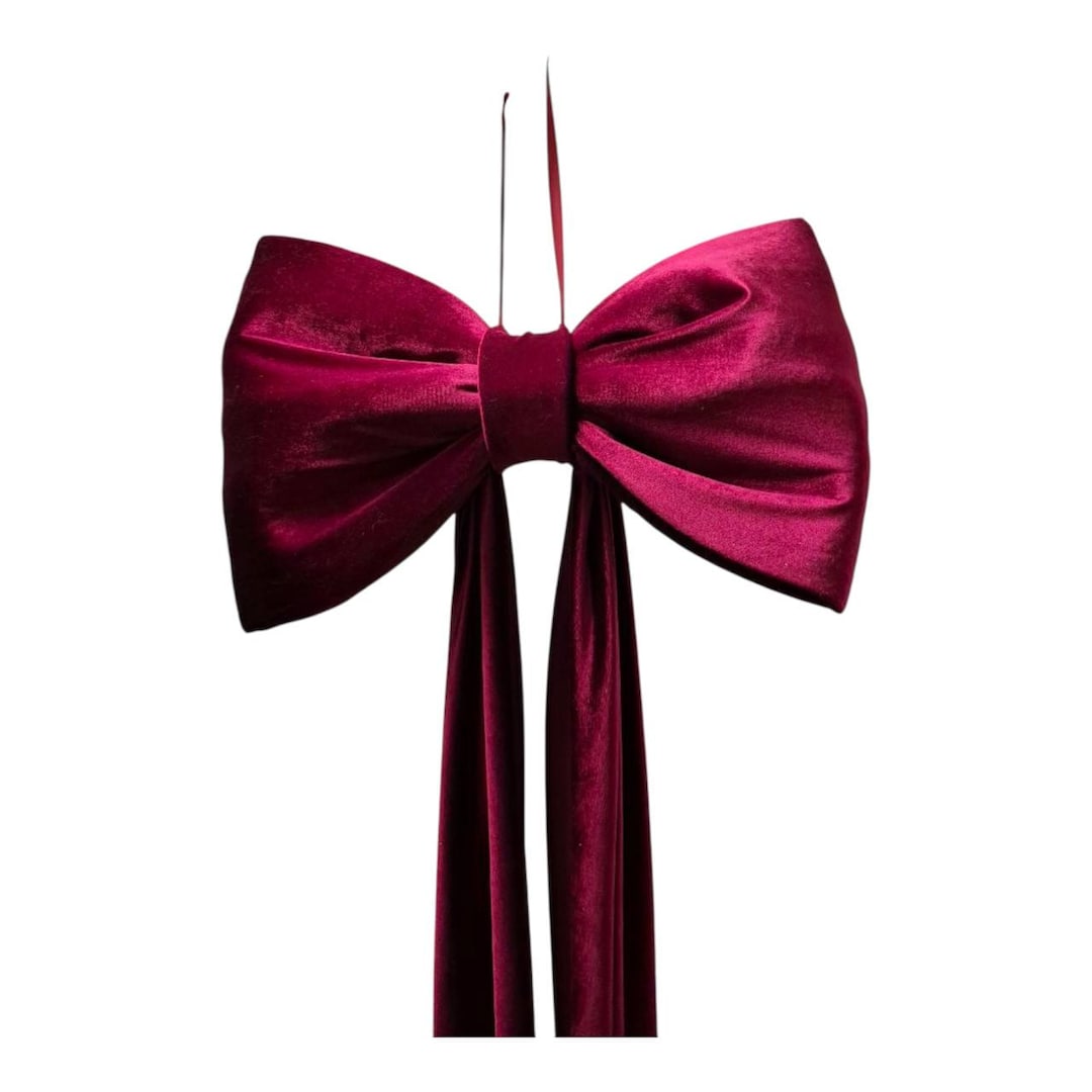 Large Velvet Christmas Tree Topper Bow – Burgundy / Red – Extra Long ...