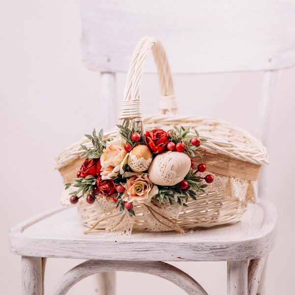 Cesta de Pascua de mimbre blanco, cesta personalizada, cesta de huevos de Pascua, cesta de Pascua de conejito, decoración de cesta de Pascua, cesta de Pascua ucraniana