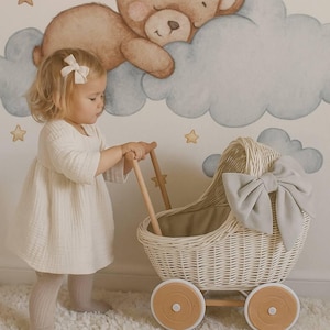 Rieten kinderwagen, bloemenmand, poppenwagen, rieten poppenwagen, rieten poppenwagen, rieten wilgenpoppenwagen, decoratie babyshower