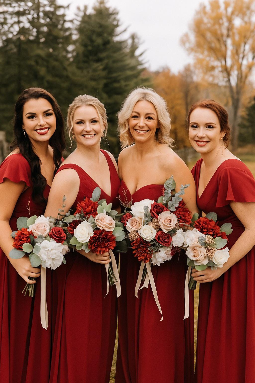 Burgundy and ivory bridal bouquet, red bridal bouquet, artificial wedding bouquet, fake flower corsage, pocket boutonniere