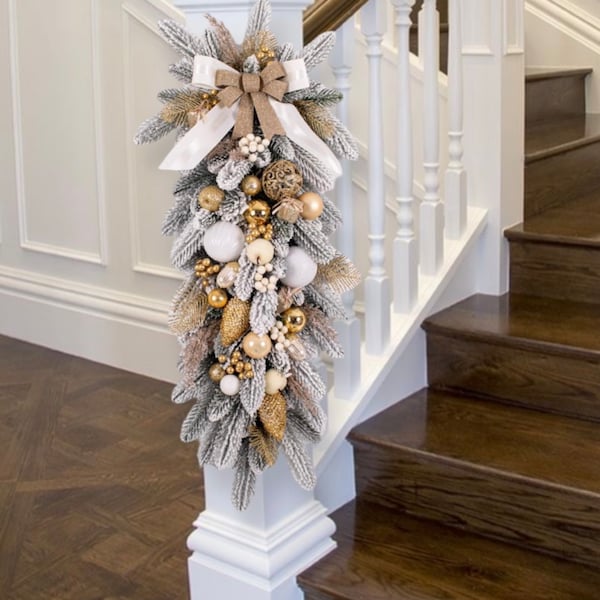 christmas garland for staircase, christmas swag, garland for staircase, fireplace holiday garland, christmas garland for stairs
