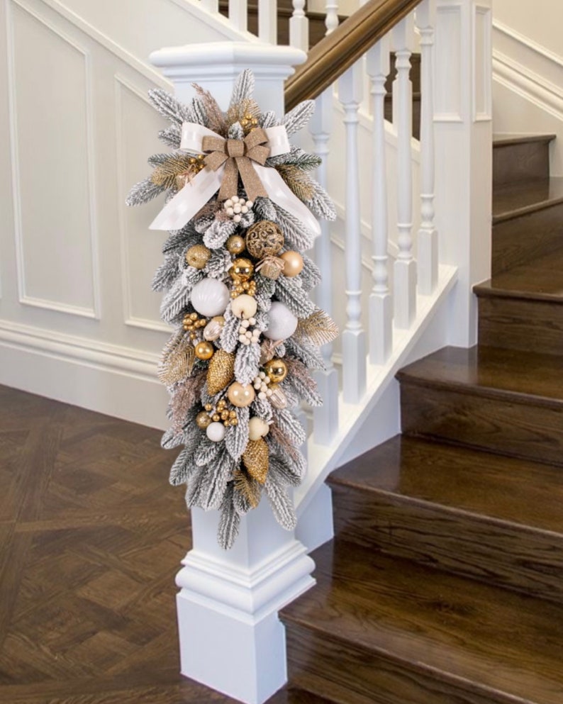 christmas garland for staircase, christmas swag, garland for staircase, fireplace holiday garland, christmas garland for stairs image 1