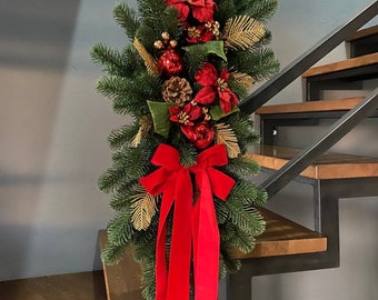 christmas garland for staircase, christmas swag, garland for staircase, holiday garland, christmas decor, christmas garland for stairs