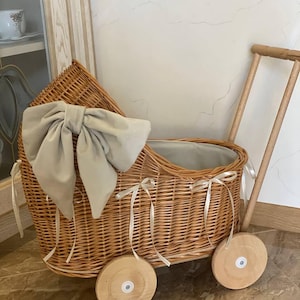 Rieten poppenwagen, rieten poppenwagen, rieten kinderwagen, cadeau babymeisje, cadeau 1e verjaardag, rotan kinderwagen poppenwagen, poppenwagen